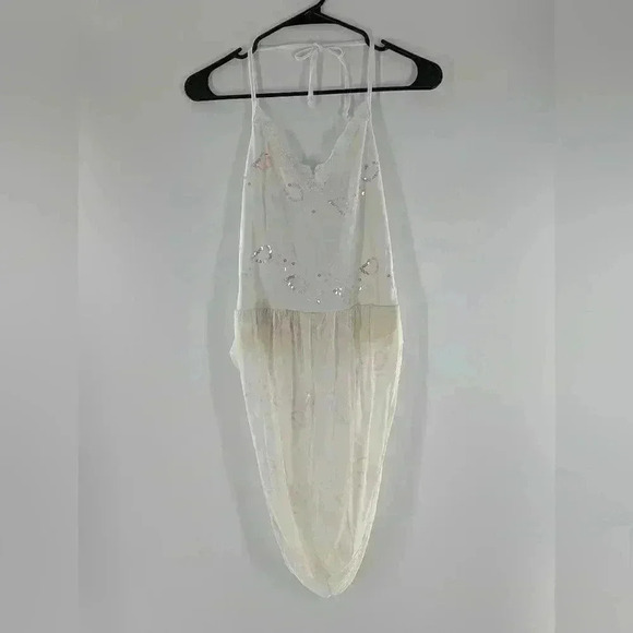 Y2K Women's Size Medium Soulmates Made In The USA white Sequin Halter Top - Picture 2 of 11